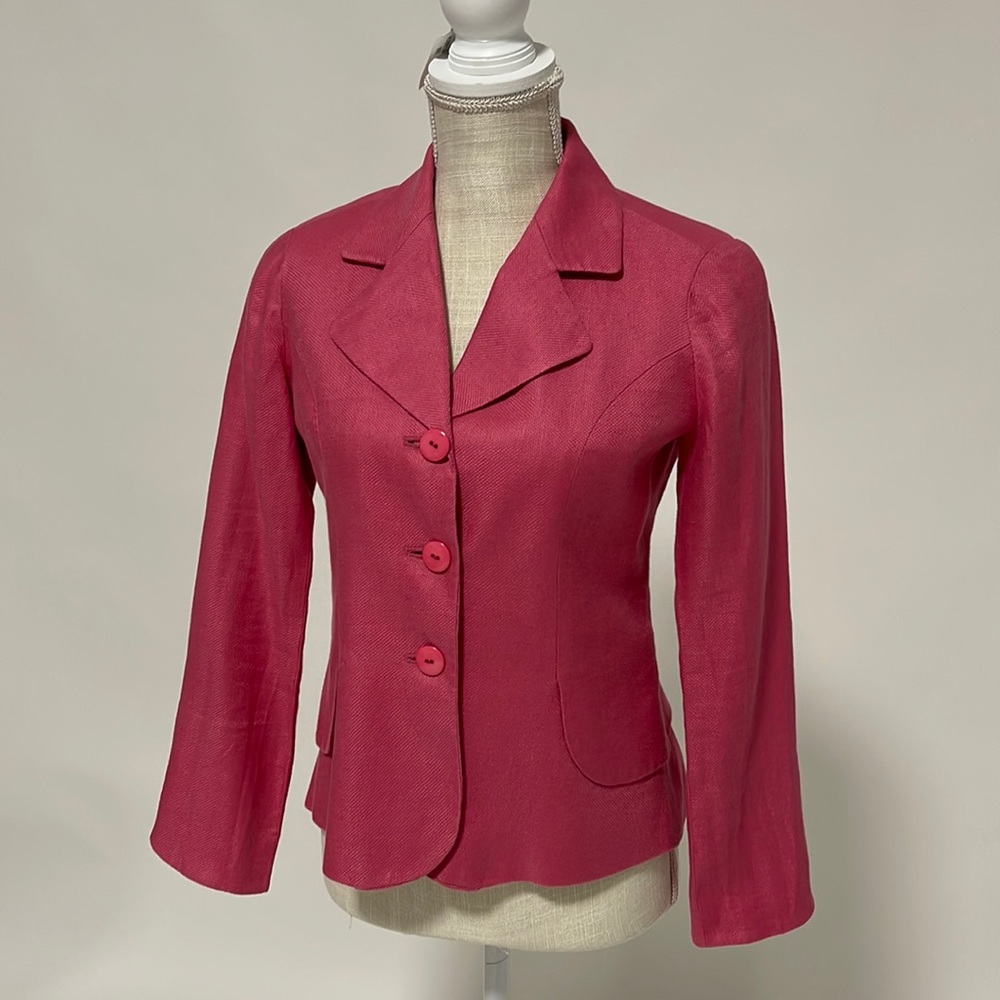 Coldwater Creek women’s linen jacket. Fully lined, 3 button closures, no pockets